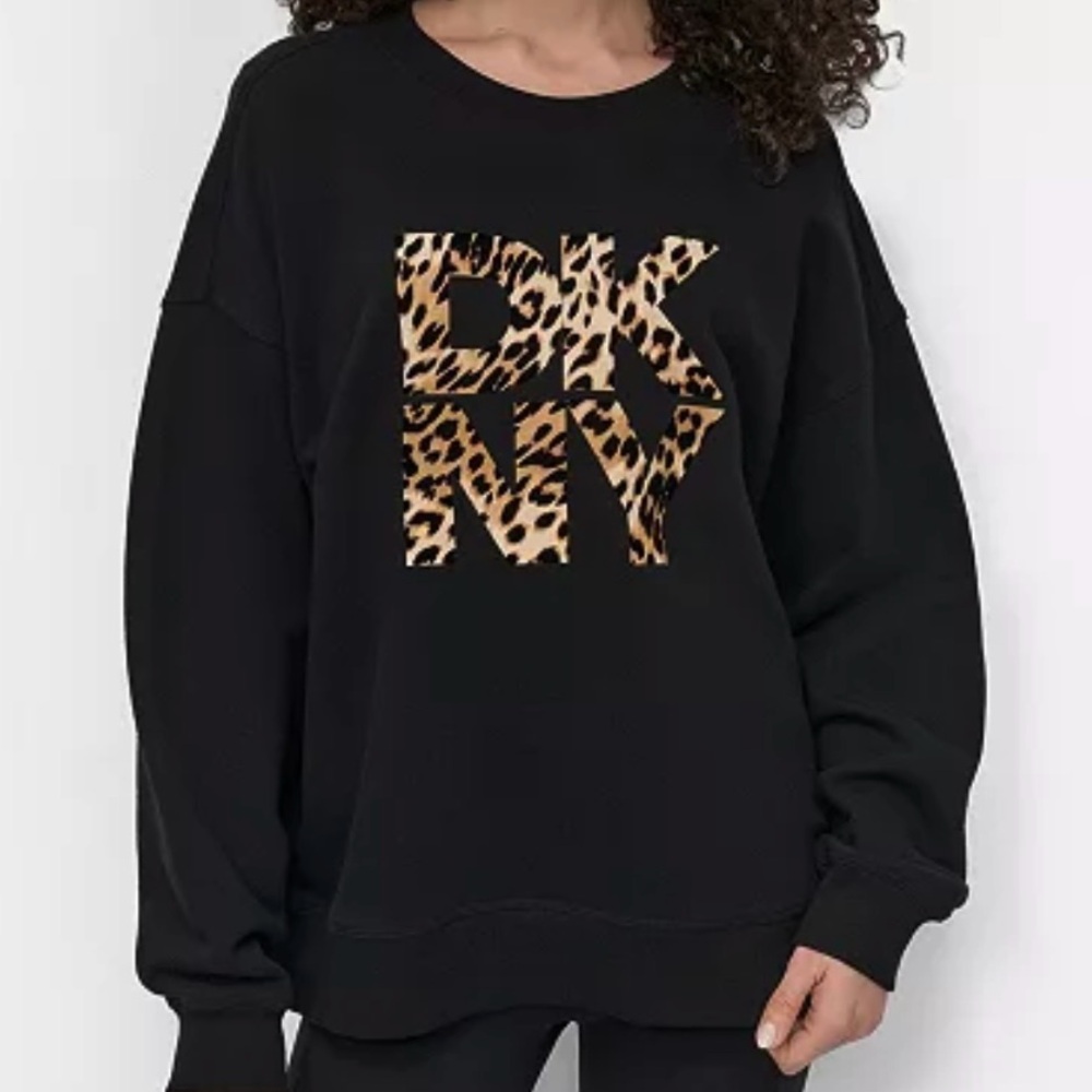DKNY Women’s Stacked Flock Logo Sweatshirt